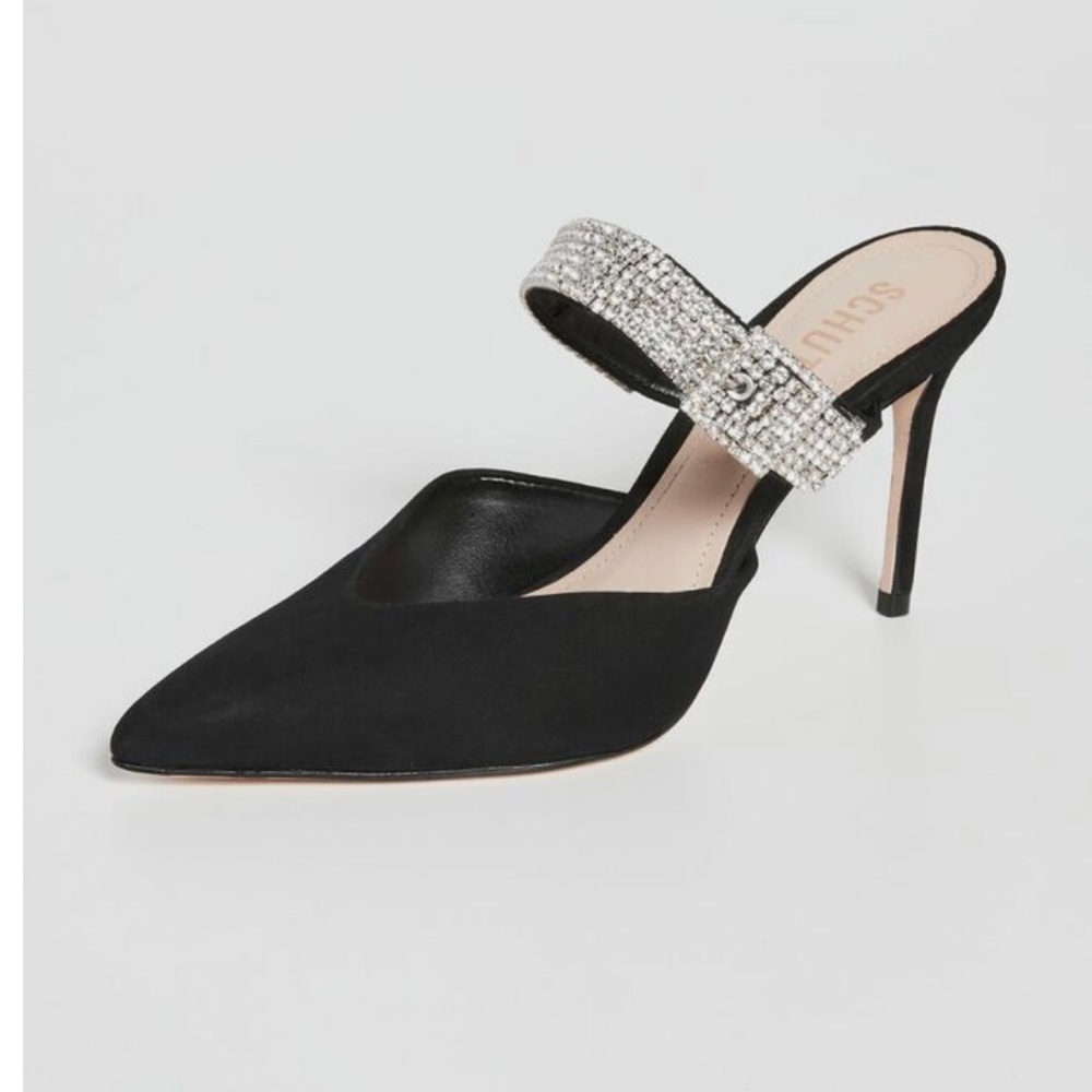 SCHUTZ Tishara Nubuck and rhinestone heeled mule